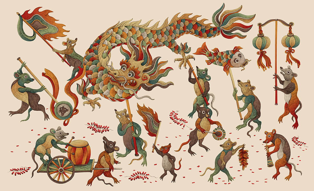 Rats Perform Dragon Dance